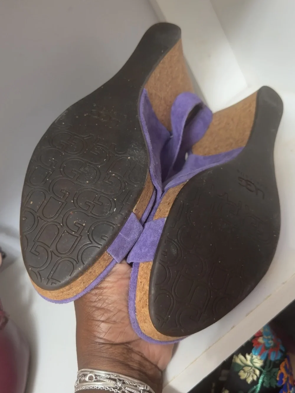 UGG Purple Suede Cork Platform Wedges